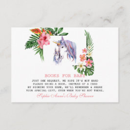 Unieke Tropische Bloemen Eenhoorn Baby Shower Informatiekaartje