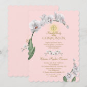 Unieke Tropische Witte Orchidee Gouden Eerste Heil Kaart (Voorkant / Achterkant)