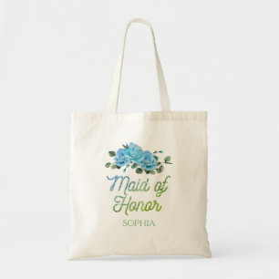 Unieke Trouw Bruidsmeisje Rustieke Blauwe Rozen Tote Bag