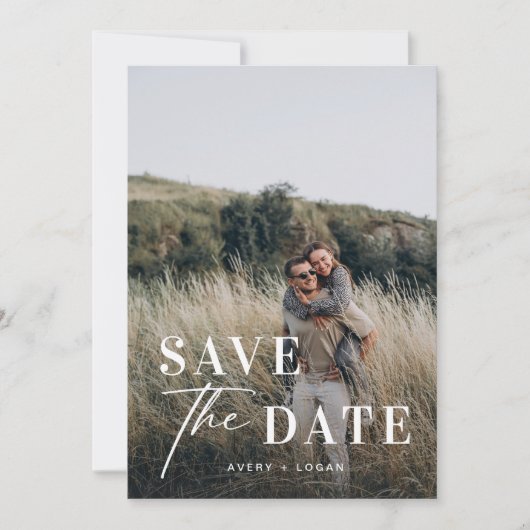 Unieke Trouw Save The Date Foto Kaart (Voorkant)