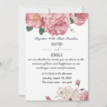 Unieke trouwuitnodiging met rode en witte rozen