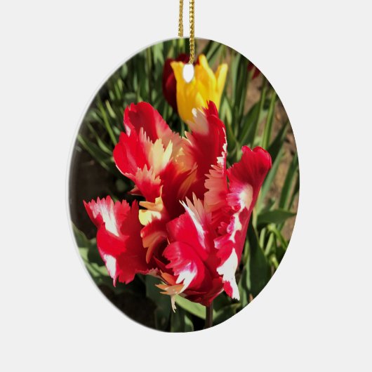 Unieke Tulp met rood en wit Keramisch Ornament (Rechts)
