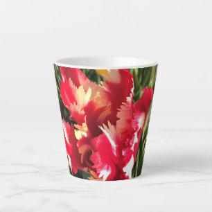 Unieke Tulp met rood en wit Latte Mok
