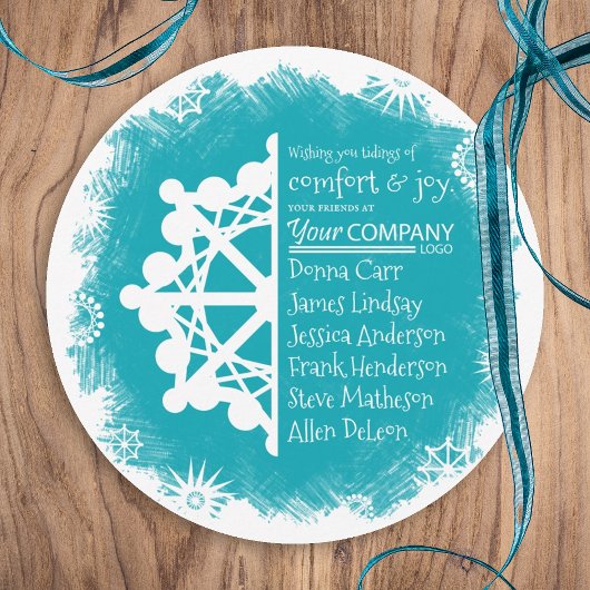 Unieke turkoois, rode, witte zakelijke kerstkaart