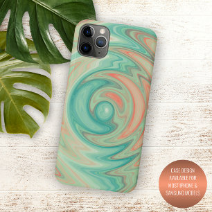 Unieke Turquoise Green Blauwgroen Blue Oranje Swir Case-Mate iPhone Case
