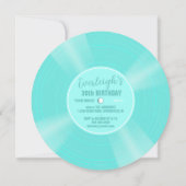 Unieke Turquoise Vinyl Record Verjaardag Uitnodigi Kaart (Achterkant)