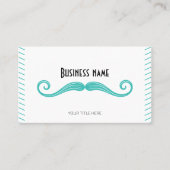 Unieke turquoise zwarte QR code snor Visitekaartje (Voorkant)