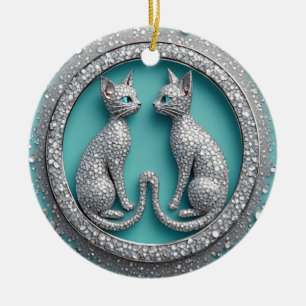 Unieke Tweeling Kristallen Kat Ornament Sieraden B