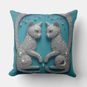 Unieke Tweeling Kristallen Kat Ornament Sieraden B Kussen