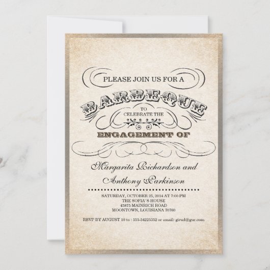  unieke typografie barbecue uitnodigingen (Voorkant)