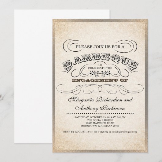  unieke typografie barbecue uitnodigingen (Voorkant / Achterkant)