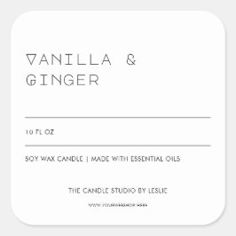 Unieke Typografie Black White Packaging Candle Vierkante Sticker