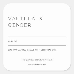 Unieke Typografie Black White Packaging Candle Vierkante Sticker