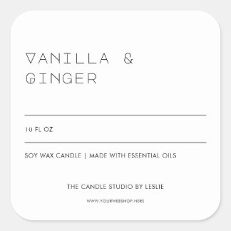 Unieke Typografie Black White Packaging Candle Vierkante Sticker