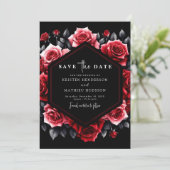 Unieke typografie Crimson Red Wedding Save The Date (Staand voorkant)