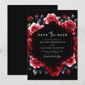 Unieke typografie Crimson Red Wedding Save The Date (Voorkant / Achterkant)