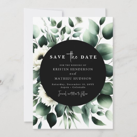 Unieke typografie Eucalyptus Digitale bruiloft Save The Date (Voorkant)