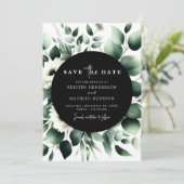Unieke typografie Eucalyptus Digitale bruiloft Save The Date (Staand voorkant)