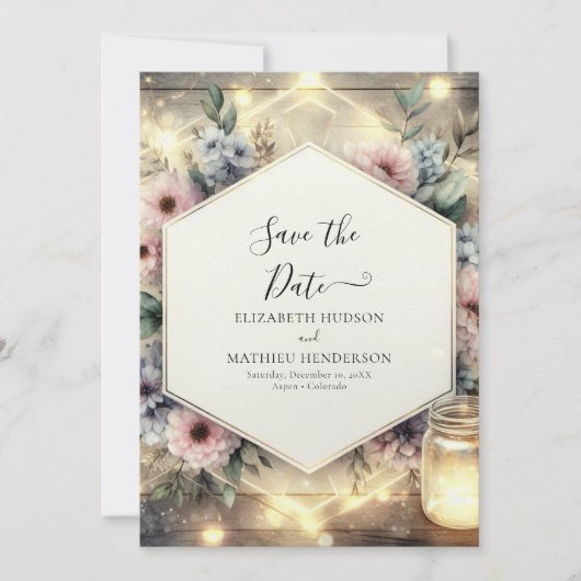 Unieke Typografie Mason Jar Wedding Save The Date (Voorkant)