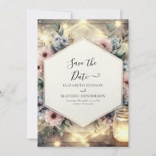 Unieke Typografie Mason Jar Wedding Save The Date