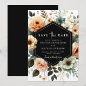 Unieke typografie perzik bruiloft save the date (Voorkant / Achterkant)