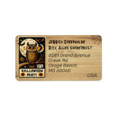 Unieke Uil Halloween thema artsy custom adres Etiket (Voorkant)