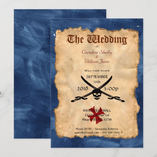 Unieke uitnodigende uitnodiging van de Pirate Skul (Voorkant / Achterkant)