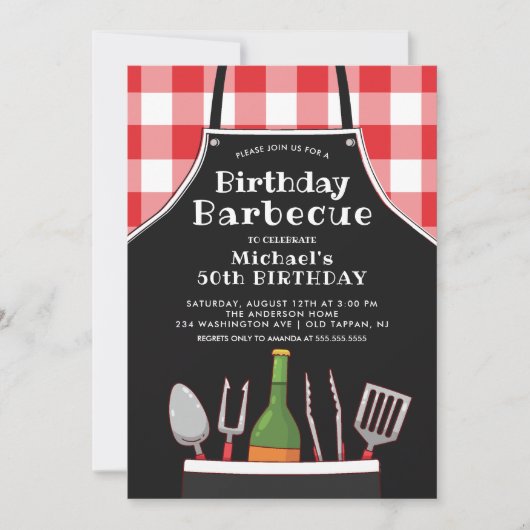 Unieke uitnodiging tot het barbecuen van de Birthd (Voorkant)