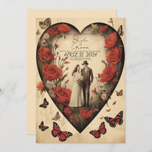 Unieke uitnodiging tot het uitzenden van een wedde (Voorkant / Achterkant)