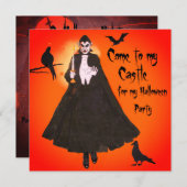 Unieke uitnodiging van de Halloween Dracula-partij (Voorkant / Achterkant)