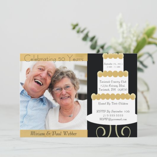 Unieke uitnodiging van een partij van 50e Jubileum (Staand voorkant)