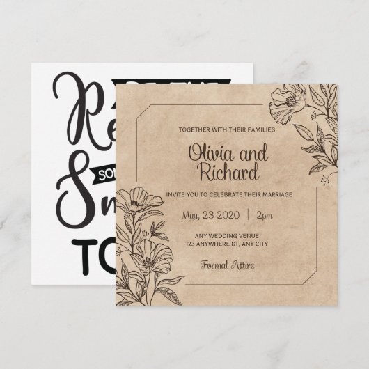 Unieke uitnodiging voor bruiloft (Voorkant / Achterkant)