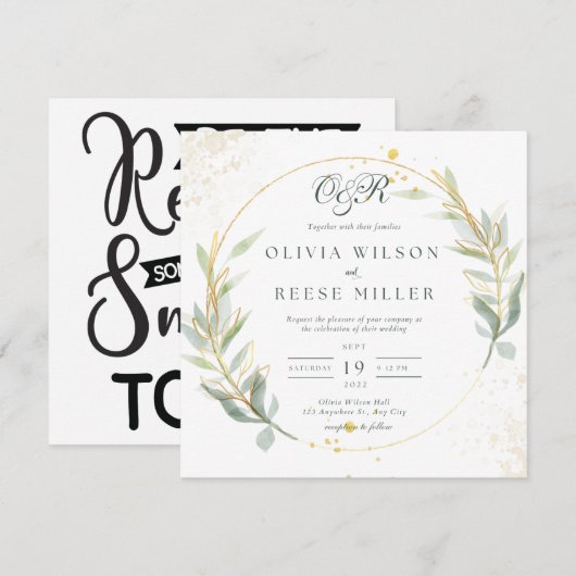 Unieke uitnodiging voor bruiloft (Voorkant / Achterkant)