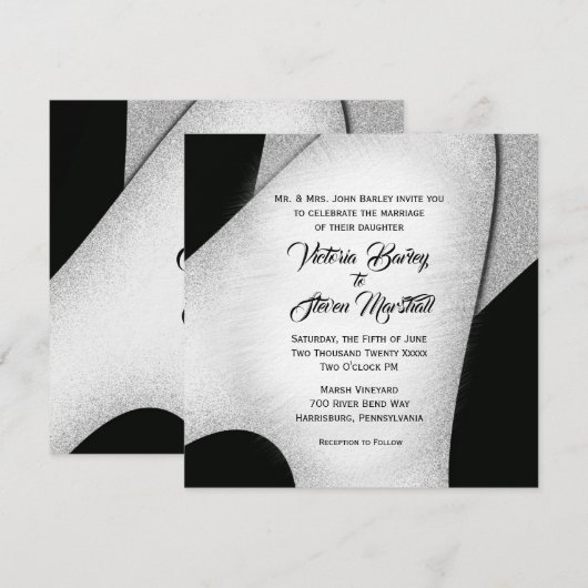 Unieke uitnodiging voor een zwart-wit huwelijk (Voorkant / Achterkant)