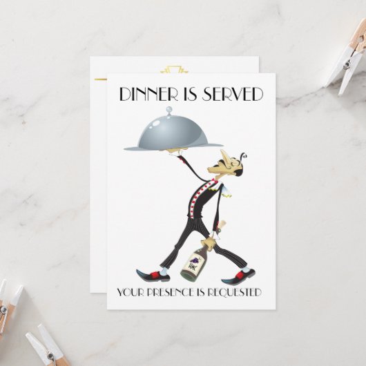 Unieke uitnodiging voor het eten/verzamelen van ge (Voorkant / Achterkant in situ)