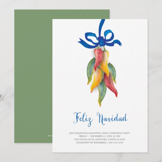 Unieke uitnodiging voor Kerstmis met Chili Pepper (Voorkant / Achterkant)