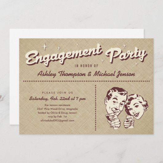 Unieke uitnodigingen van de Engagement Party (Voorkant / Achterkant)