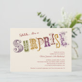 Unieke uitnodigingen van een verrassingspartij (Staand voorkant)