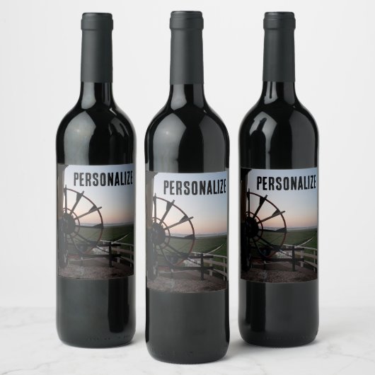 Unieke uitzicht vanuit de binnenkant van de windmo wijn etiket (Flessen)