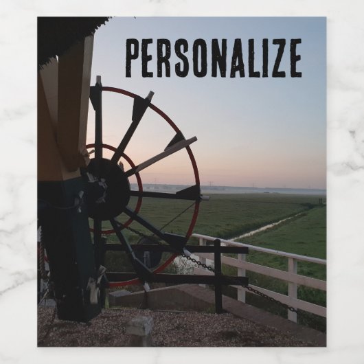 Unieke uitzicht vanuit de binnenkant van de windmo wijn etiket (Enkel label)