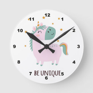 Unieke "Unicorn Kind Room Wall Clock" Ronde Klok