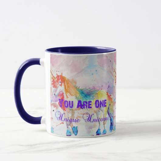 Unieke Unicorn Rainbow Waterverf Art Mok (Links)