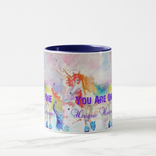 Unieke Unicorn Rainbow Waterverf Art Mok (Midden)