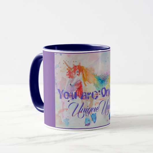 Unieke Unicorn Rainbow Waterverf Art Mok (Voorkant links)