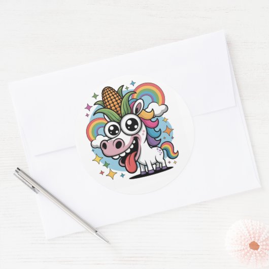 Unieke Unicorn Ronde Sticker (Envelop)