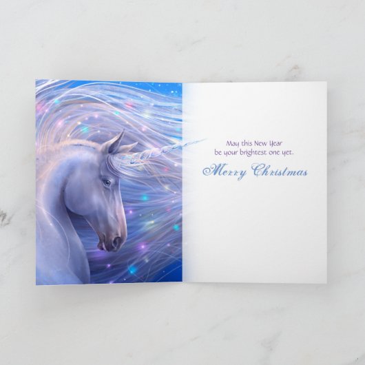 Unieke Unicorn Rudolph Merry Kerstry Feestdagen Kaart (Binnen)