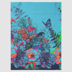 Unieke Urban Street Art Style Floral Zee Schildpad Tissuepapier