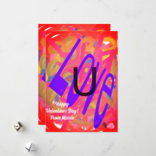 Unieke Valentijn Abstract Kleurrijke En Levendige Feestdagenkaart