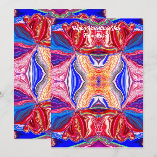 Unieke Valentijn Abstracte kleurrijke en levendige Feestdagenkaart (Voorkant / Achterkant)