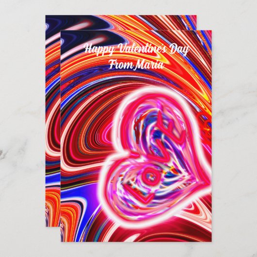 Unieke Valentijn Abstracte kleurrijke en levendige Feestdagenkaart (Voorkant / Achterkant)